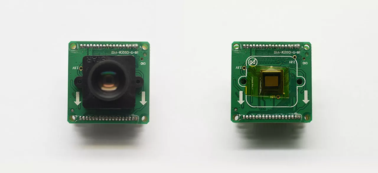 The image shows two core modules of industrial cameras, both designed based on green circuit boards, and they are key components in machine vision and industrial inspection scenarios. The module on the left is equipped with a black lens for optical imaging and can capture external visual information; the right side shows the sensor end after the lens is disassembled, revealing the photosensitive chip (such as CCD/CMOS), which is responsible for converting optical signals into electrical signals. The two are integrated into industrial equipment through standardized pins and circuit layouts, and are suitable for applications such as automated inspection and intelligent recognition. For users interested in "industrial camera module structure", "machine vision sensor teardown", and "principles of industrial - grade imaging components", they can use this to understand the complete process from optical acquisition to signal conversion, facilitating the design, maintenance, and technical research of industrial vision systems, and promoting the optimization and upgrading of vision inspection technology in smart manufacturing.