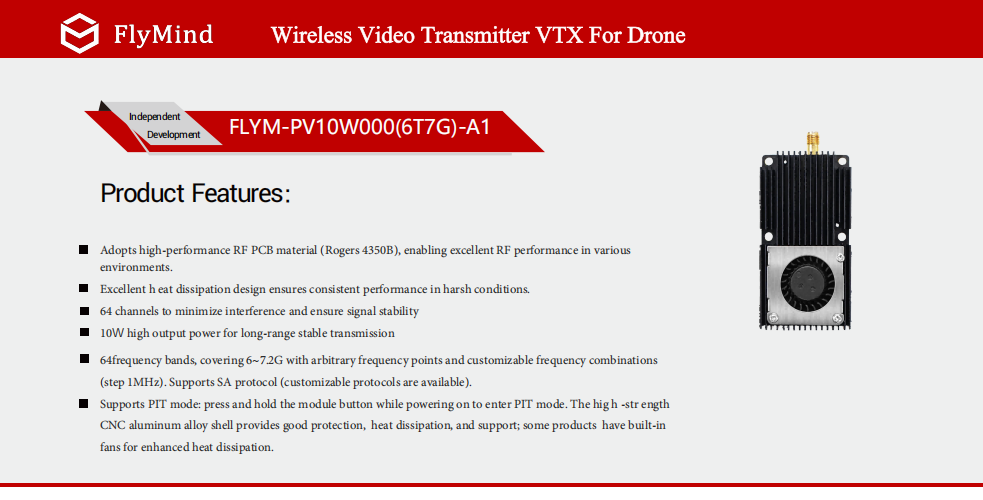 FlyMind 10W 6-7GHz product feature image for heat dissipation and installation